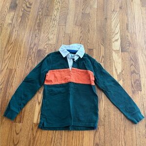 Mini Boden Green and Orange Long Sleeve Polo